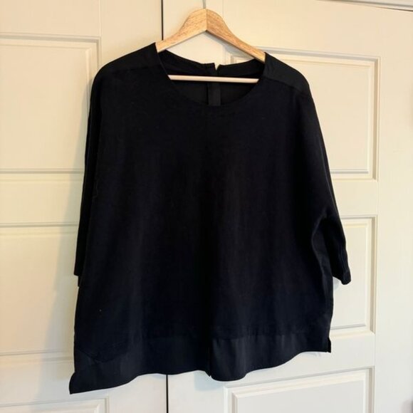 Lululemon Live to Layer Shirt Black 3/4 Sleeve Relaxed Fit Cotton Blend Size 10 - Picture 3 of 7